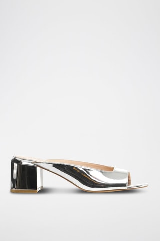 Mules à talons vernies - Argenté