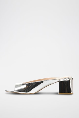 Mules à talons vernies - Argenté