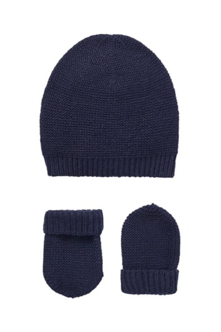 Bonnet et moufles - Bleu marine