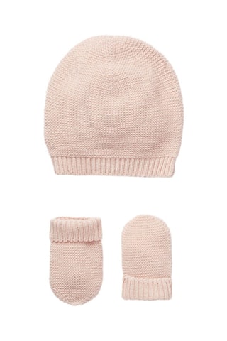 Bonnet et moufles - Rose