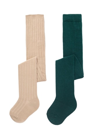 2 collants - Beige et vert foncé