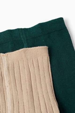 2 collants - Beige et vert foncé