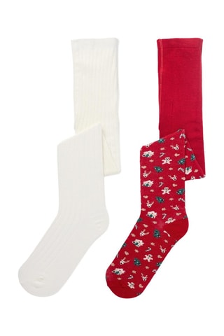 2 collants - Blanc et rouge