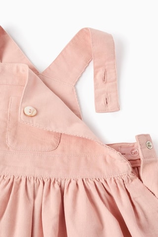 Robe-salopette en velours - Rose