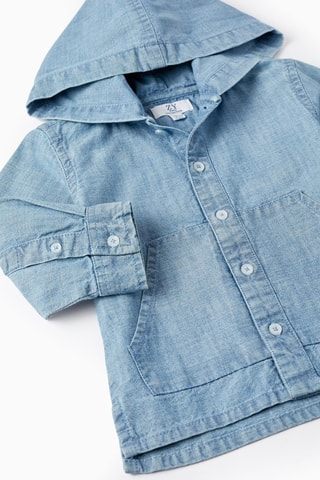 Surchemise à capuche en jean - Ciel