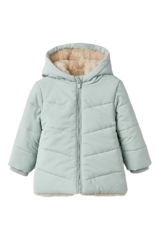 Doudoune à capuches en fourrure - Vert clair