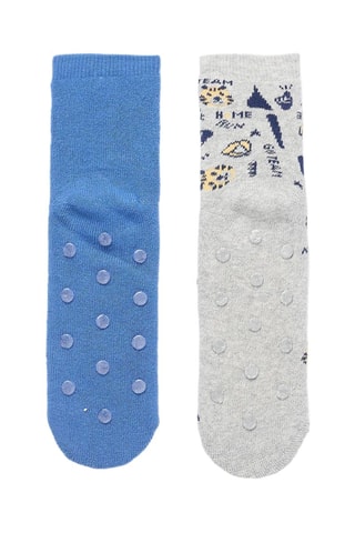 2 paires de chaussettes antidérapantes - Bleu cobalt et gris clair