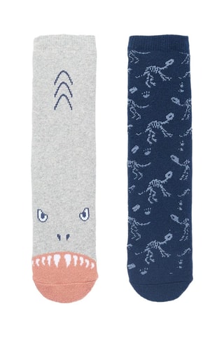 2 paires de chaussettes antidérapantes - Bleu marine et gris clair