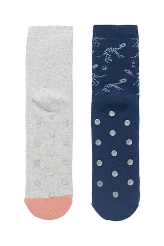 2 paires de chaussettes antidérapantes - Bleu marine et gris clair