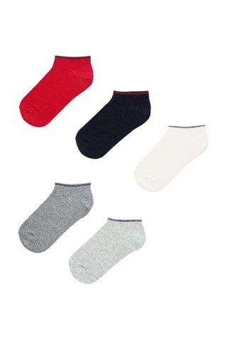 5 paires de socquettes - Blanc et rouge