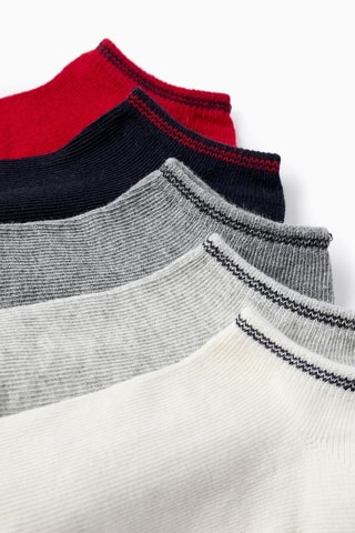 5 paires de socquettes - Blanc et rouge