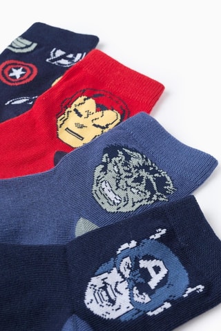 4 paires de chaussettes Avengers Marvel - Rouge et bleu