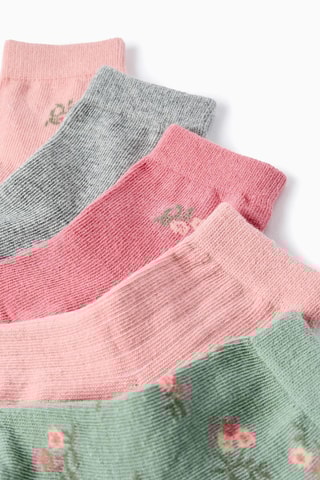 5 paires de chaussettes - Rose, gris clair et vert d'eau