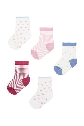 5 paires de chaussettes - Blanc, rose poudré et ciel