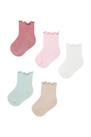 5 paires de chaussettes - Rose et blanc