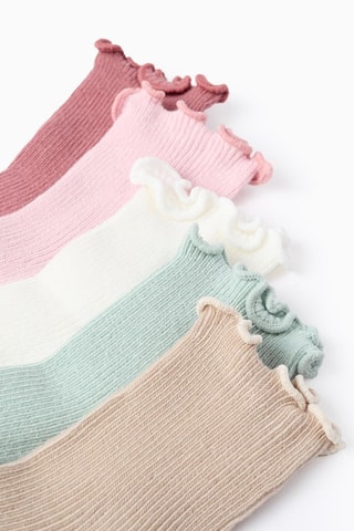 5 paires de chaussettes - Rose et blanc