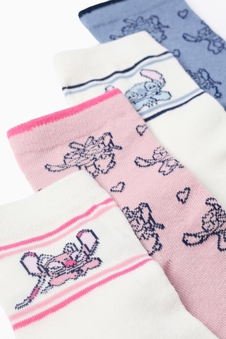 4 paires de chaussettes Angel et Stitch Lilo et Stitch Disney - Blanc, rose et bleu
