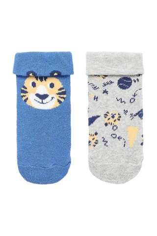 2 paires de chaussettes antidérapantes - Bleu cobalt et gris clair