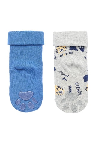 2 paires de chaussettes antidérapantes - Bleu cobalt et gris clair