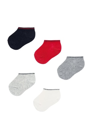 5 socquettes - Rouge et blanc