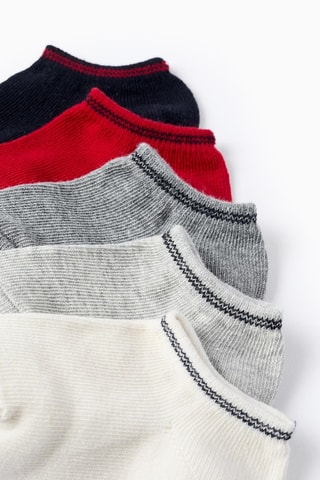 5 socquettes - Rouge et blanc