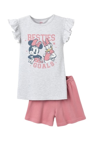 Pyjama Minnie et Daisy Disney - Gris clair chiné et rose