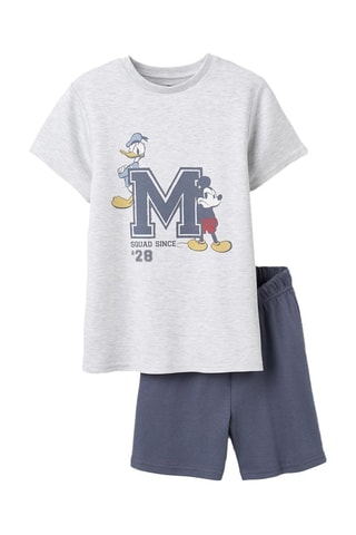 Pyjama Mickey et Donald Disney - Gris clair chiné et bleu marine