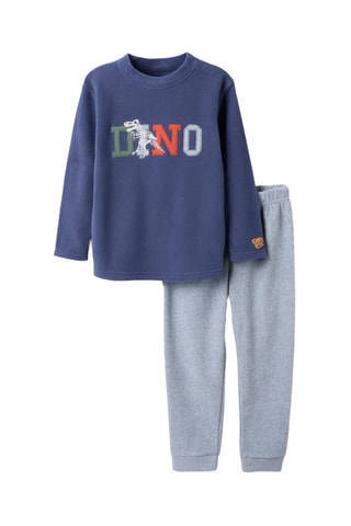 Pyjama polaire - Bleu foncé et gris chiné