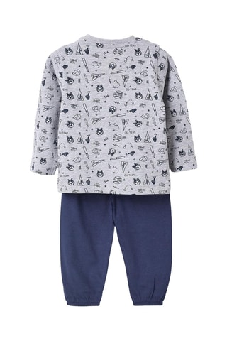Pyjama - Gris clair chiné et bleu marine