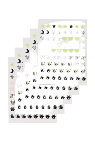 5 feuilles de stickers pour ongles - Noir et vert clair