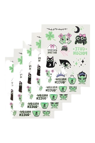 5 feuilles de tatouages éphémères - Noir et vert clair