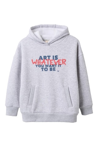 Sweat polaire à capuche - Gris chiné