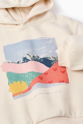 Sweat polaire à capuche - Beige