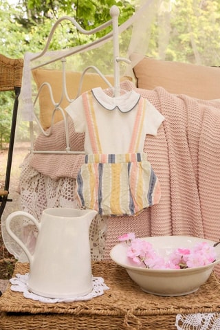 Body et barboteuse - Beige clair et blanc