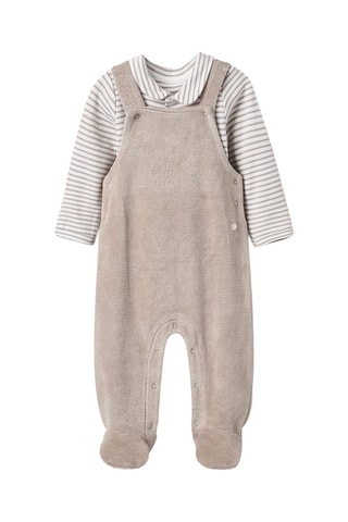 Body et salopette en velours - Gris clair