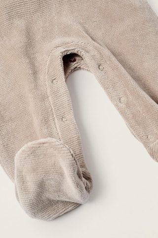 Body et salopette en velours - Gris clair