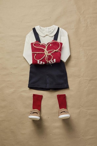 Body-chemise et salopette - Bleu marine et blanc