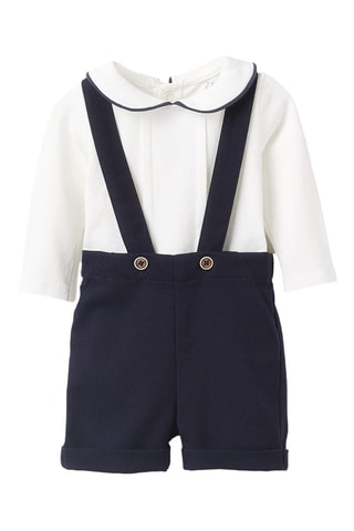 Body-chemise et salopette - Bleu marine et blanc