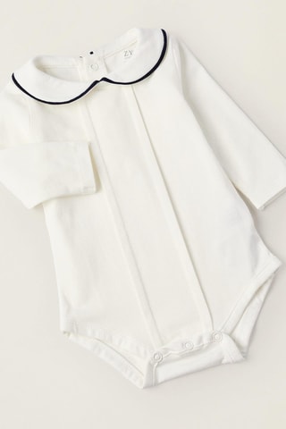 Body-chemise et salopette - Bleu marine et blanc