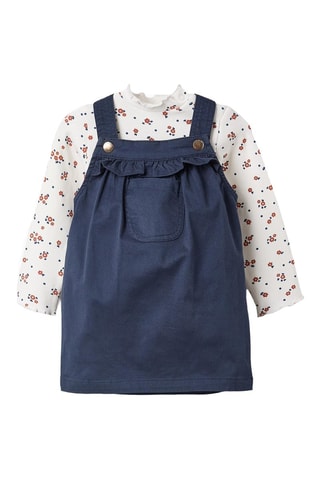 T-shirt et robe-salopette - Bleu foncé et blanc