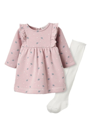 Robe et collant - Rose poudré et blanc