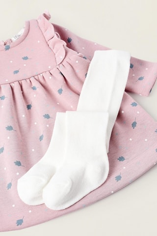 Robe et collant - Rose poudré et blanc