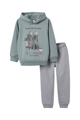 Sweat à capuche et pantalon - Gris et vert olive