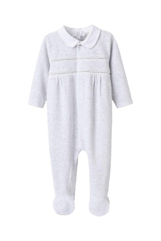 Grenouillère en velours - Gris clair chiné