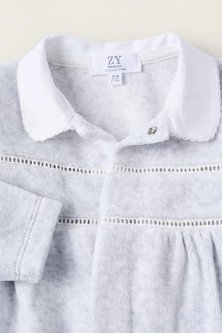 Grenouillère en velours - Gris clair chiné