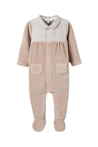 Grenouillère en velours - Gris clair