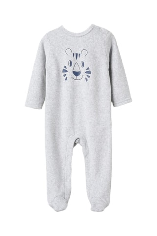 Grenouillère en velours - Gris clair chiné