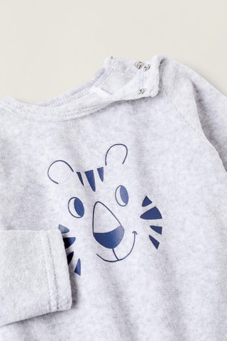 Grenouillère en velours - Gris clair chiné