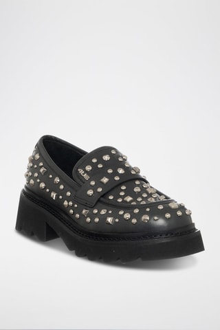 Leren Mocassins Street Studs - Zwart