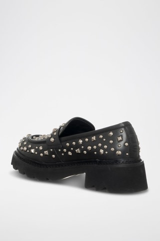 Leren Mocassins Street Studs - Zwart